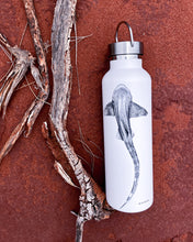 Load image into Gallery viewer, Leopard shark water bottle by elk draws and underwater 750ml insulated stainless steel on red dirt