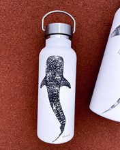 Load image into Gallery viewer, Whaleshark artwork by elk draws on white insulated drink bottle