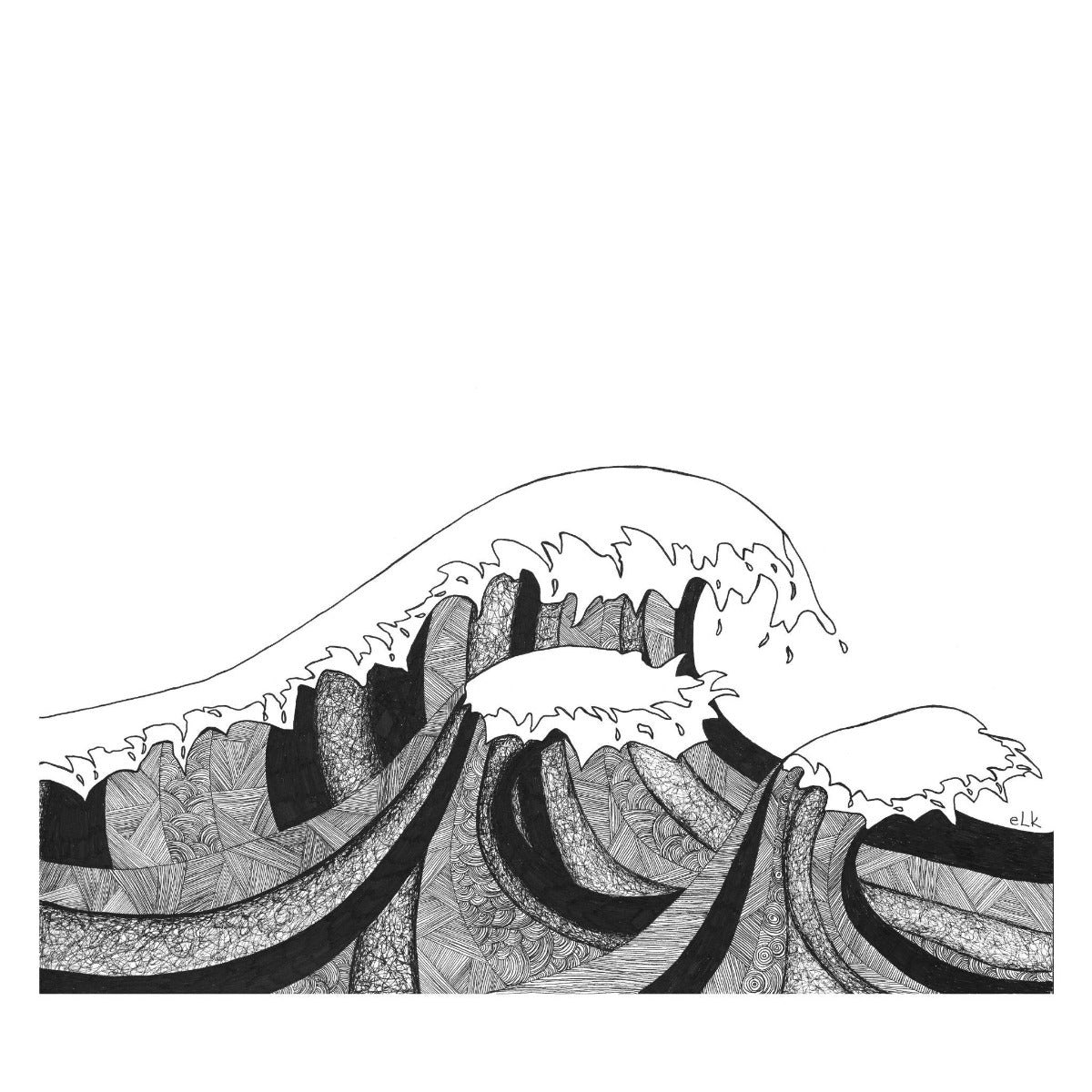 swell ocean wave hand drawn print