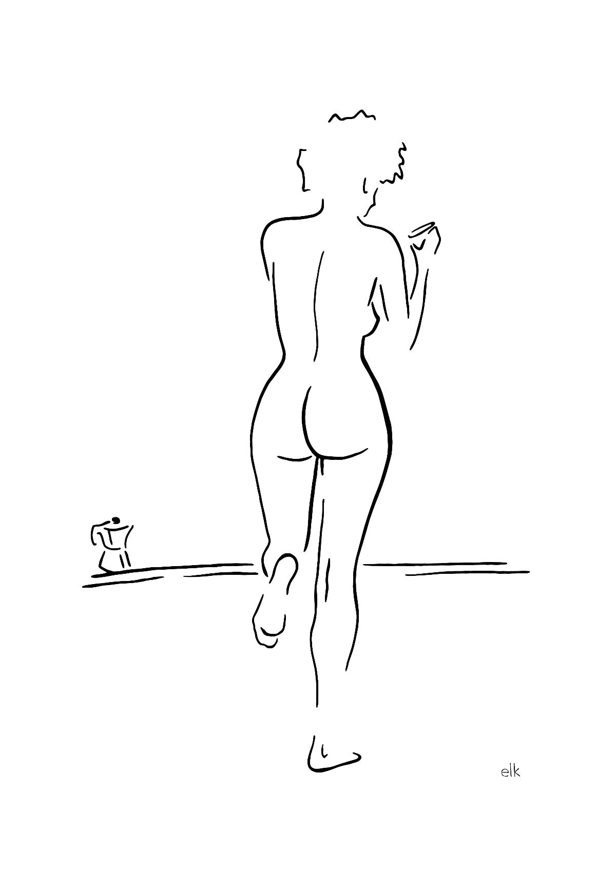 Coffee for one simple line art drawing by elk draws eleanor killen