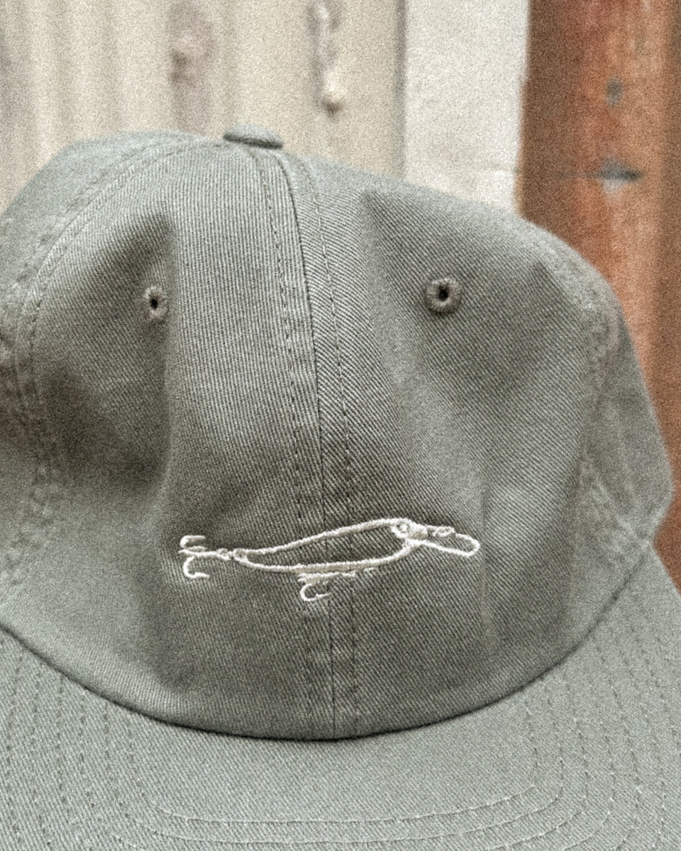 Eucalyptus Green cap with Tilsan Barramundi Lure by Elk Draws