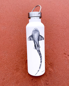 Leopard shark water bottle by elk draws and underwater 750ml insulated stainless steel sitting on red dirt