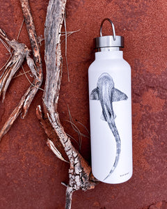 Leopard shark water bottle by elk draws and underwater 750ml insulated stainless steel on red dirt