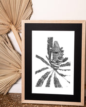 Load image into Gallery viewer, Limited Edition fine art ink drawing banksia native plant by elk draws in concrete floor home