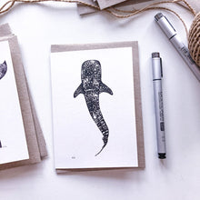 Load image into Gallery viewer, Hand drawn black and white  whale shark greeting card by elk draws