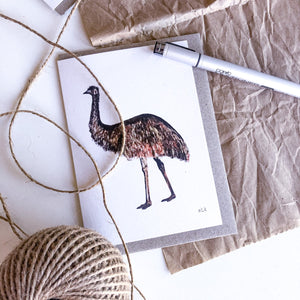elk draws emu hand drawn greeting card on recycled paper