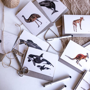 hand drawn greeting cards on recycled paper by elk draws