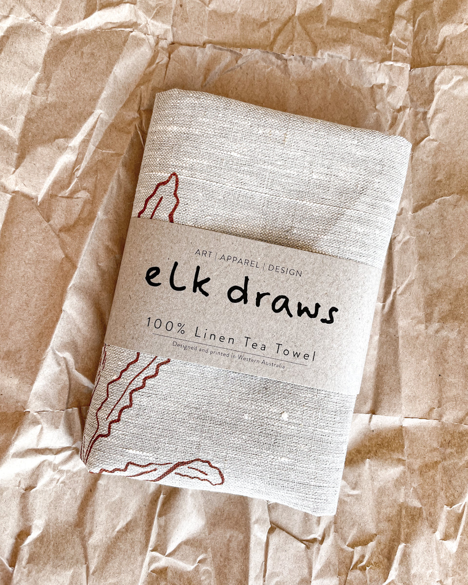 banksia design elk draws 100% linen tea towel kitchen style minimalist sustainable