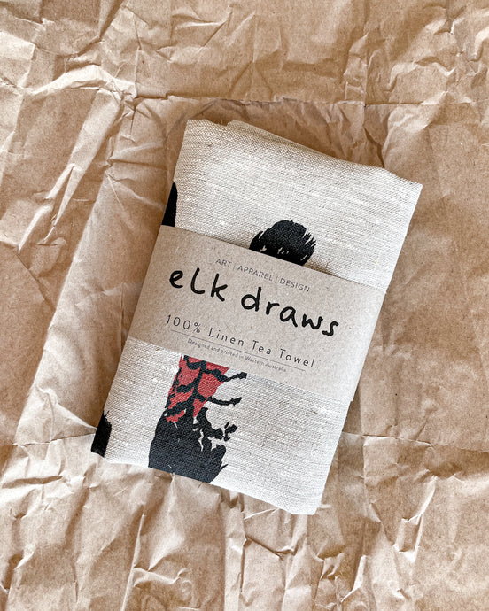 elk draws 100% linen tea towel kitchen style minimalist sustainable