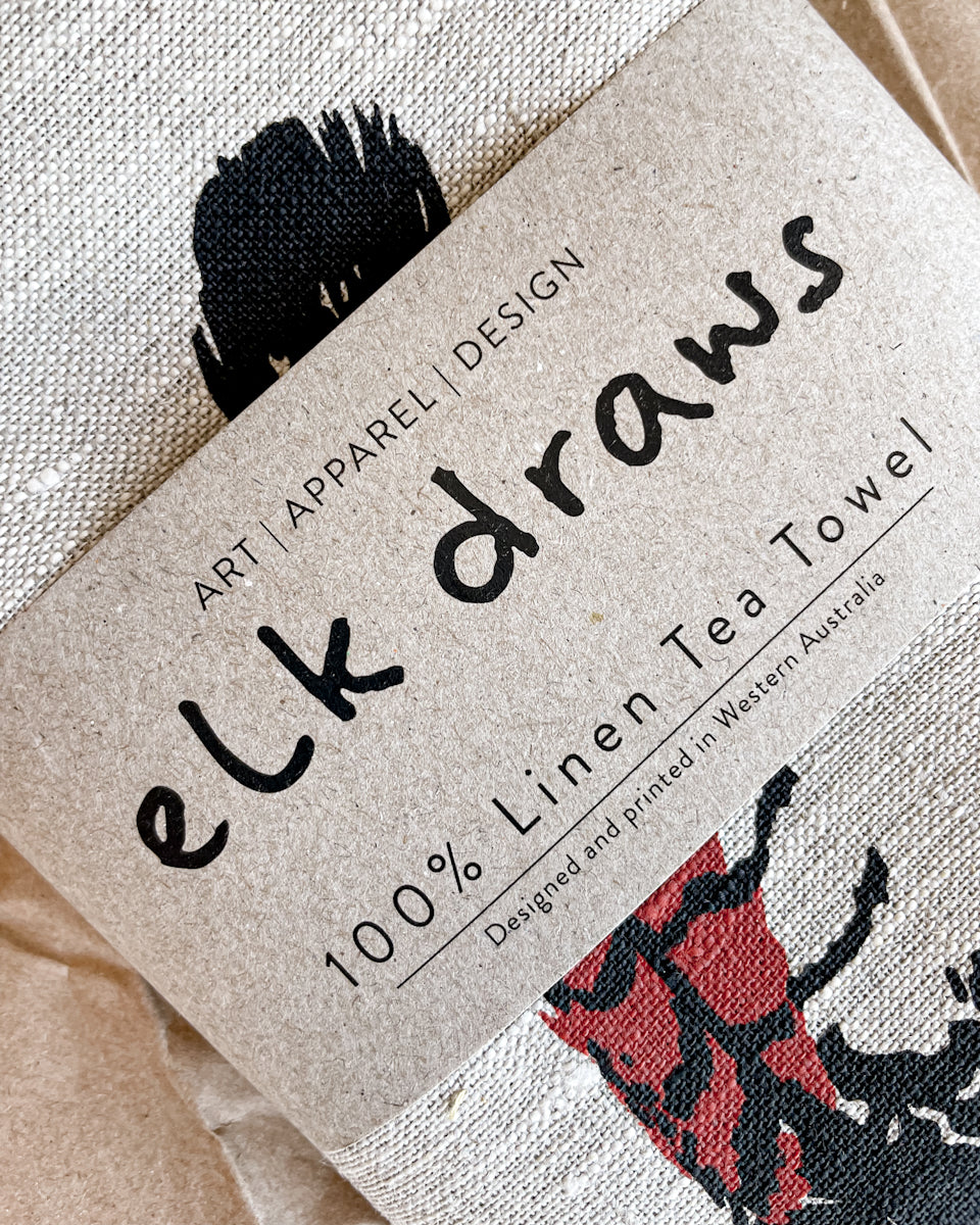 elk draws 100% linen tea towel kitchen style minimalist sustainable