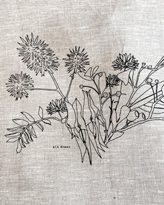 wildflower design by elk draws 100% linen tea towel kitchen sustainable gift