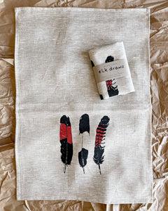 TWO elk draws 100% linen tea towel kitchen style minimalist sustainable bundle tea towels cockatoo feather