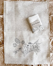Load image into Gallery viewer, THREE elk draws 100% linen tea towel kitchen style minimalist sustainable bundle tea towels wildflower