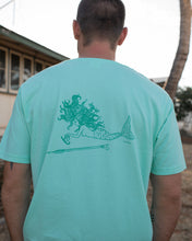 Load image into Gallery viewer, glacial mint mermaid spearo spearing elk draws organic cotton tshirt unisex 